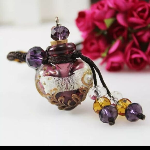 PURPLE Glass Bottle Beaded Necklace - Picture 1 of 6